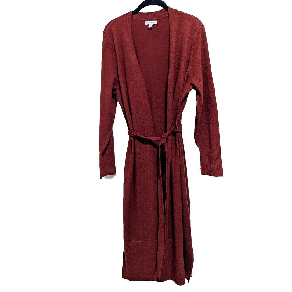 Nine West Rust Red Long Knit Cardigan Duster
